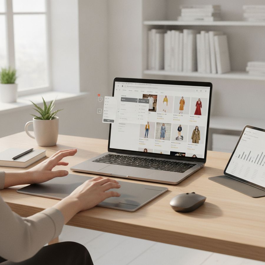 Ecommerce collection page optimization on a laptop without coding